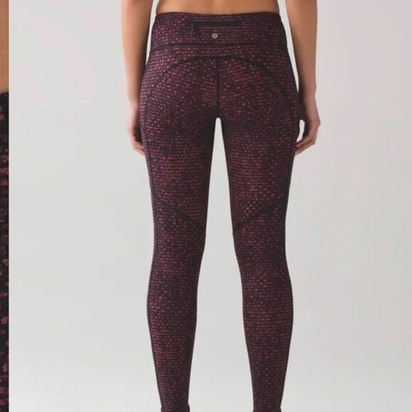 Lululemon Speed Tight V Shatter Weave Dust Coral Plum workout leggings - Picture 6 of 9